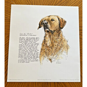 Yellow Lab Labrador Retriever Art Print Linda Daniels Artist Proof 11" x 10.5"